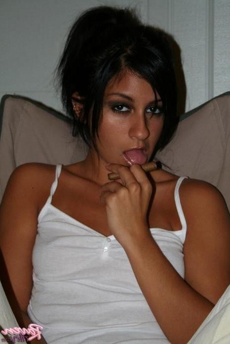 15P Raven Riley lights up a cigar while nude