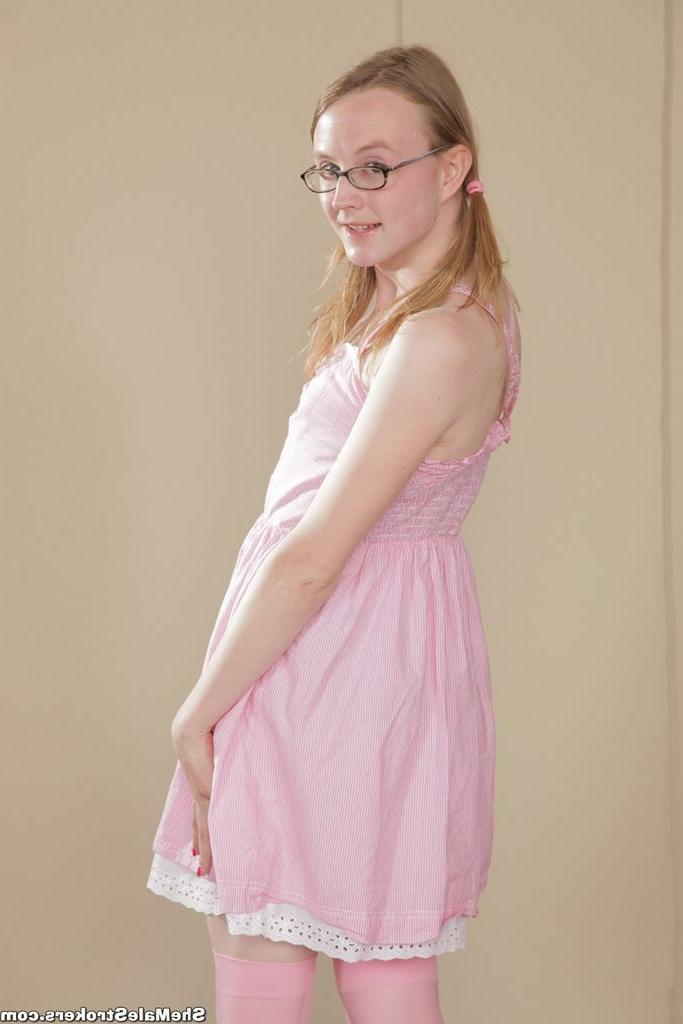 15P Petite shemale cutie gets rock hard and jacks off