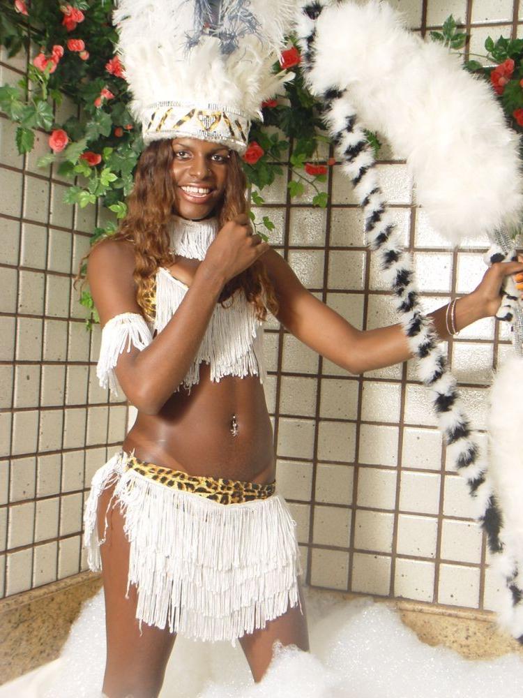 17P Ebony Shemale Takes Off Panties To Show Cock