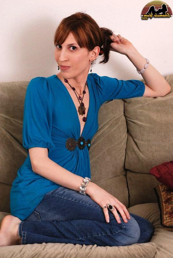 15P Shaved And Slender American Shemale Flaunts Her Cock