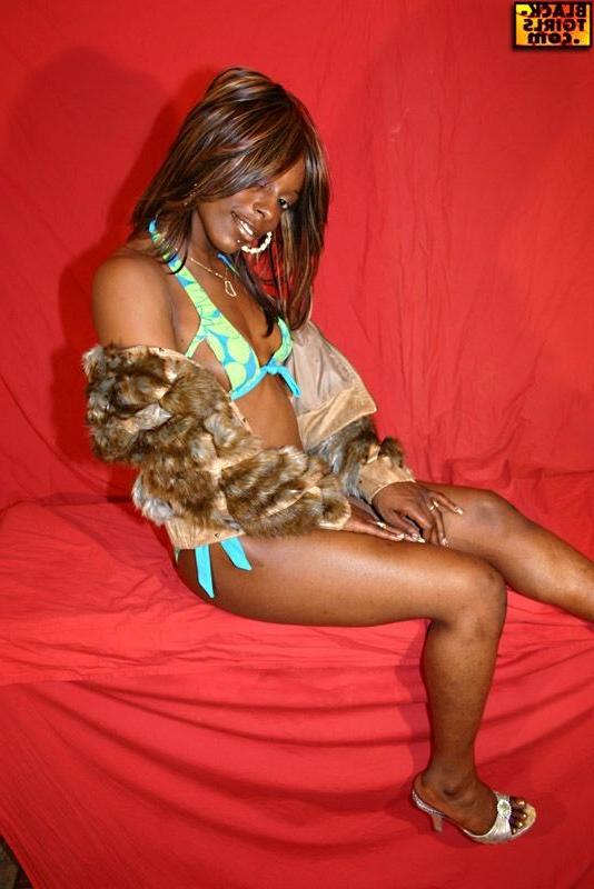 15P Petite ebony shemale shows you her big hard cock