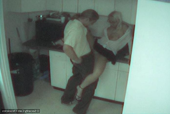 16P Hot couple having fun in kitchen caught by hidden camera