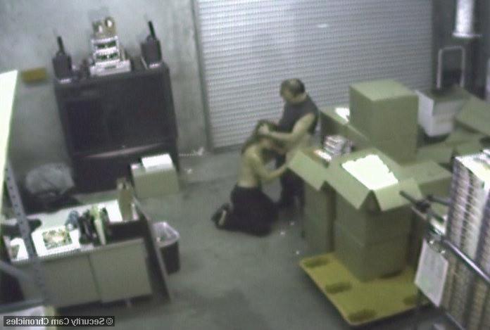16P Horny amateur babe sucking cock caught by security cam