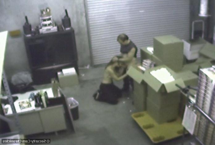 16P Horny amateur babe sucking cock caught by security cam