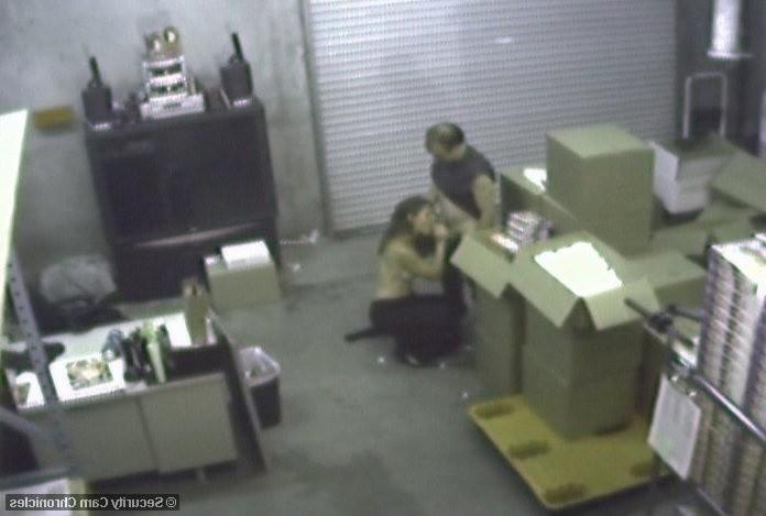 16P Horny amateur babe sucking cock caught by security cam