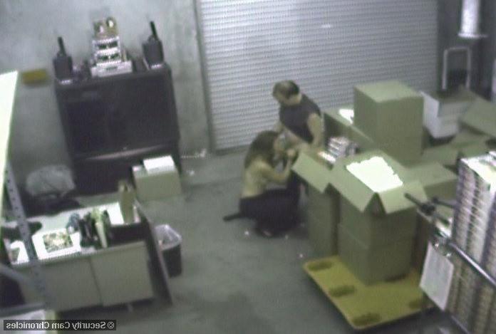 16P Horny amateur babe sucking cock caught by security cam