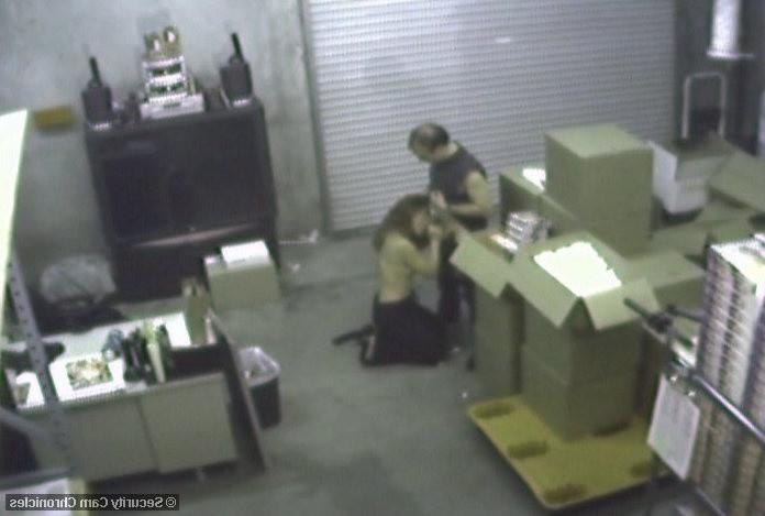 16P Horny amateur babe sucking cock caught by security cam