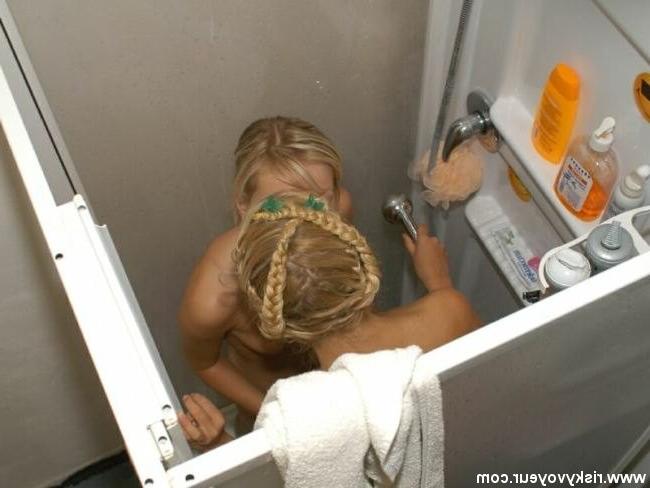 16P Blond roomies caught by a spycam in their shower