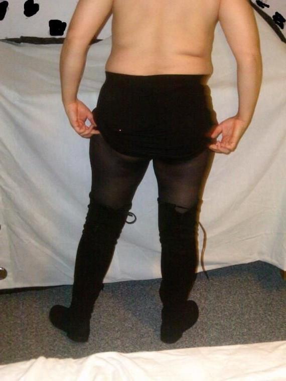 9P black skirt and boots