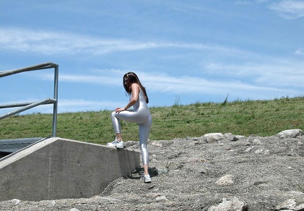 23P Spandex Silver Catsuit Part 2
