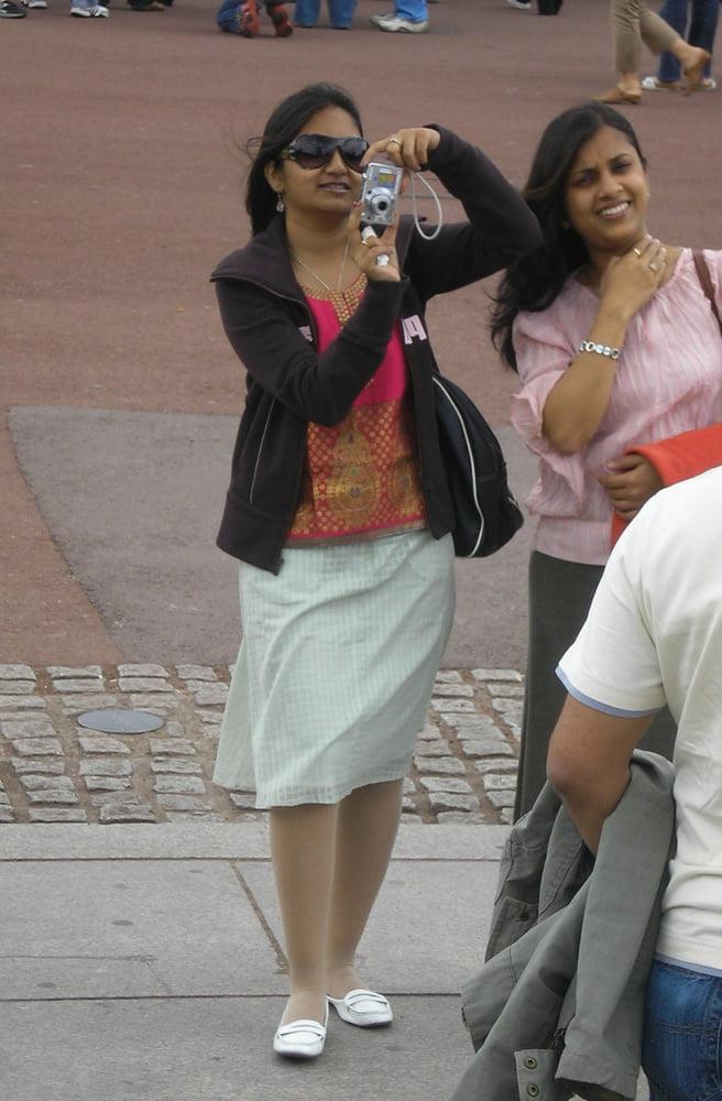 12P Street Pantyhose - Demure Paki Wife in White Pantyhose