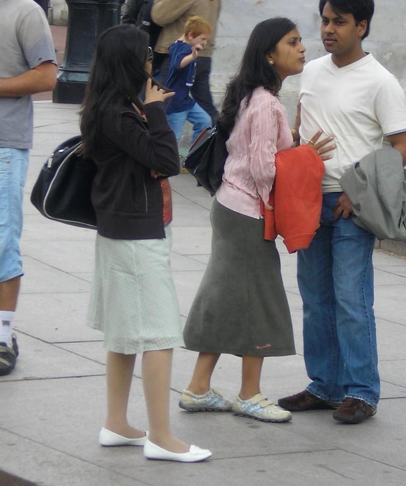 12P Street Pantyhose - Demure Paki Wife in White Pantyhose