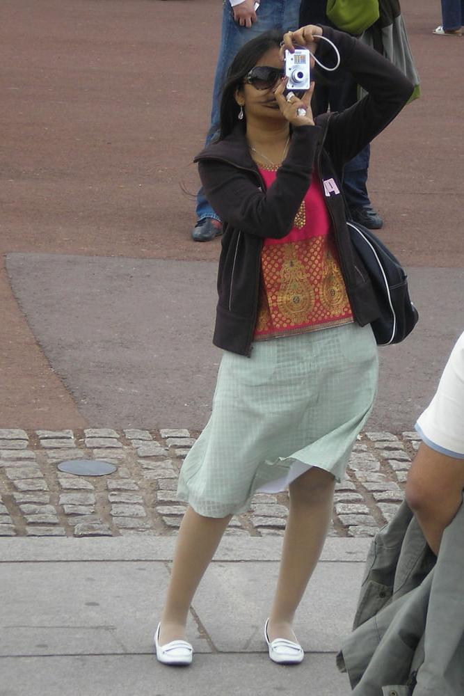 12P Street Pantyhose - Demure Paki Wife in White Pantyhose