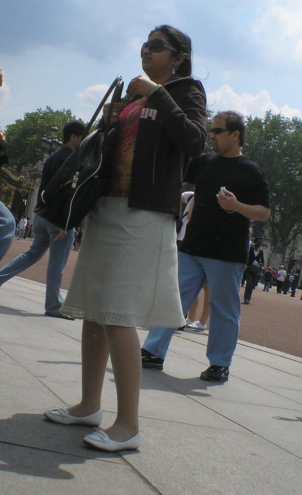 12P Street Pantyhose - Demure Paki Wife in White Pantyhose