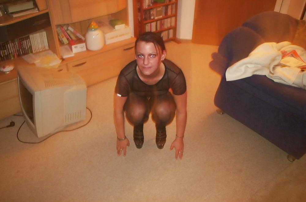 15P Hot Wife In Black Stocking And Black Platform Heels 2