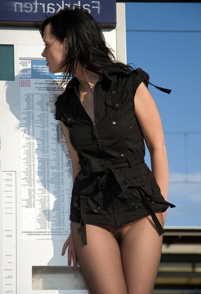 25P Hot German Girl Anni in pantyhose at the railway station