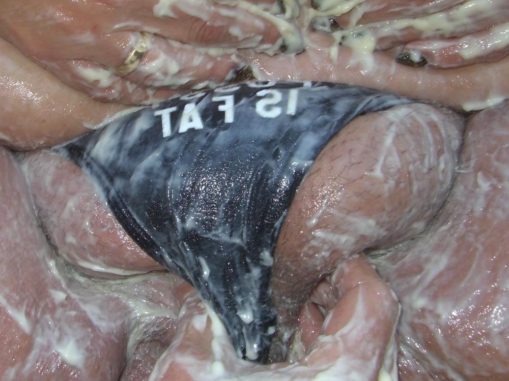 25P FAT BBW Wife Mayonnaise Pussy &amp; Ass Outside FAT PIG Oinker