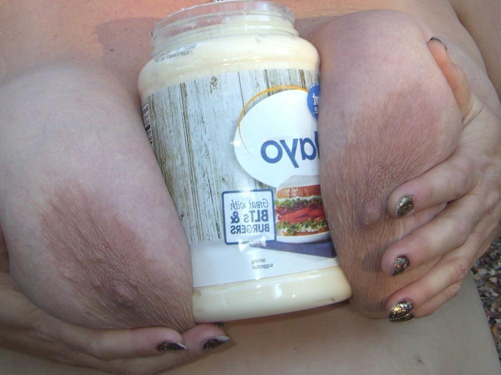 25P FAT BBW Wife Mayonnaise Pussy &amp; Ass Outside FAT PIG Oinker