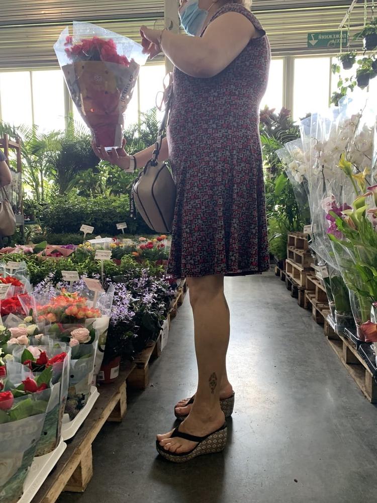 19P Upskirt granny in garden