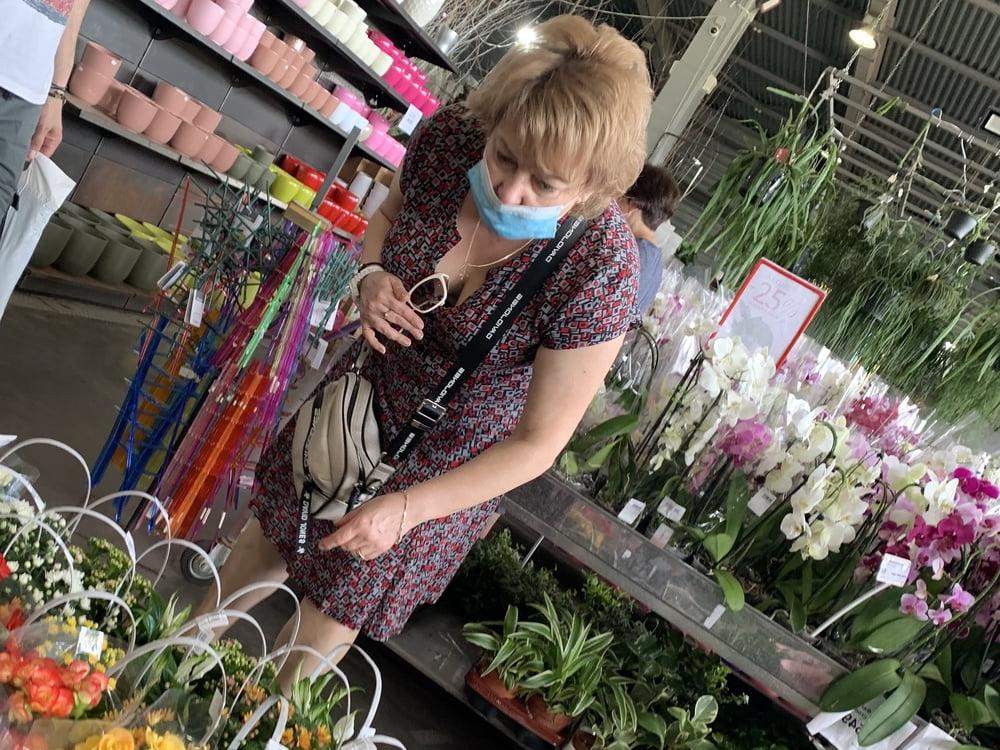 19P Upskirt granny in garden