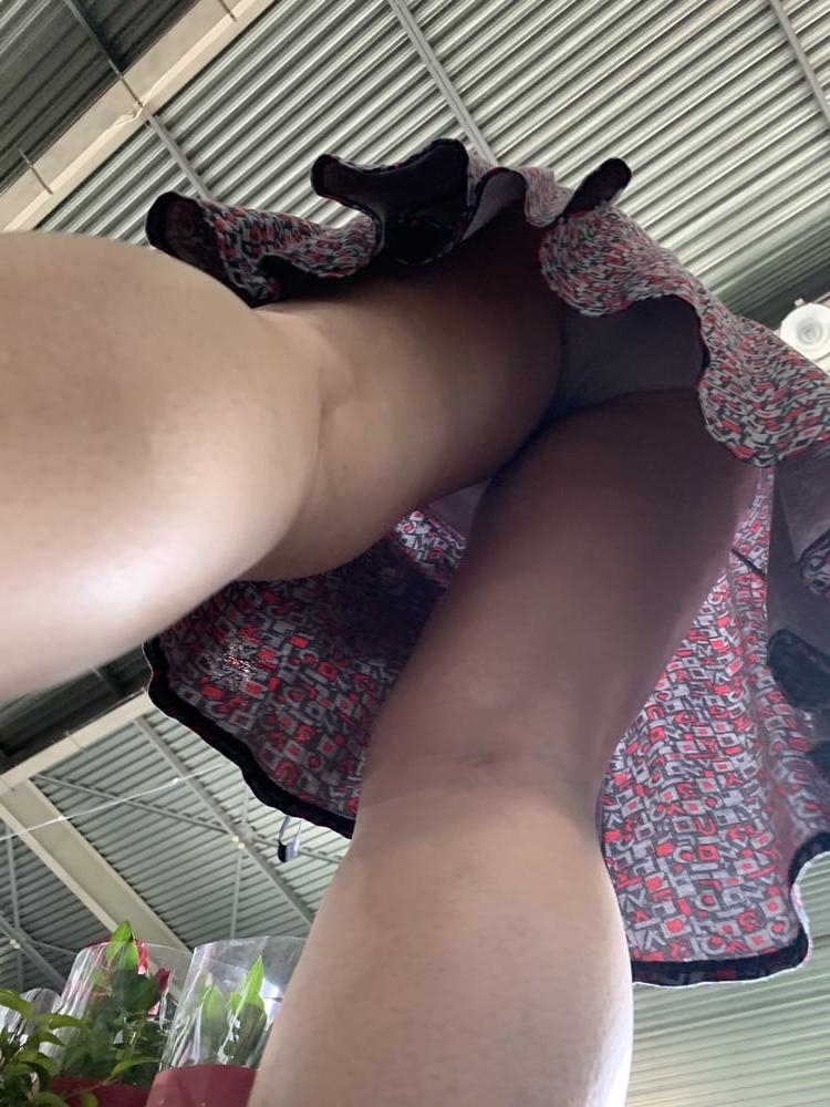 19P Upskirt granny in garden