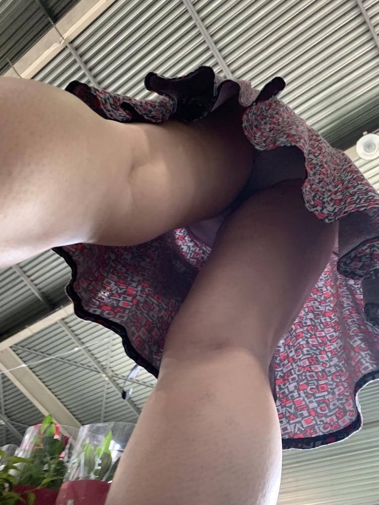 19P Upskirt granny in garden