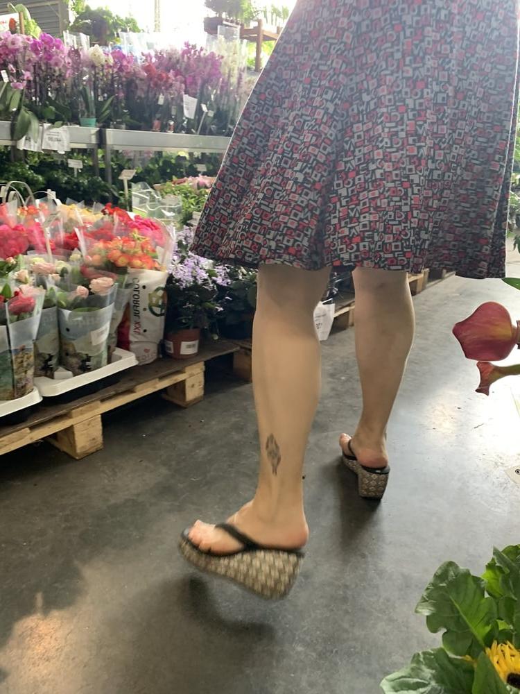 19P Upskirt granny in garden