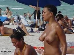 24P Ebony Topless in the beach