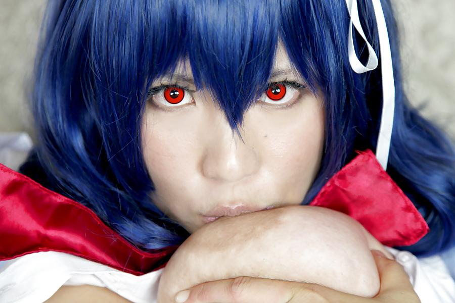 9P Japanese Big Tits Blue Hair Cosplay