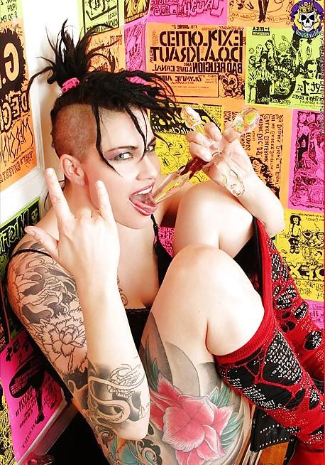 25P Punk Emo Tattoo Pierced Women