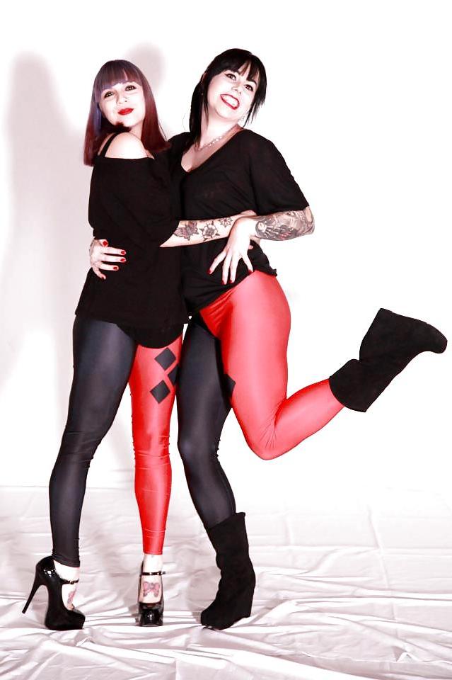 12P My sis and her girlfriend, sexy, leggings, tights, spandex,