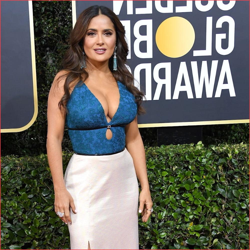 25P Salma Hayeks massive tits at Golden Globes 2020