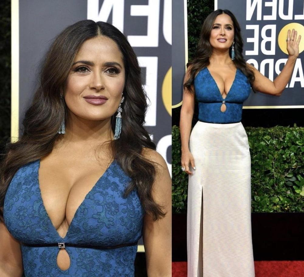 25P Salma Hayeks massive tits at Golden Globes 2020