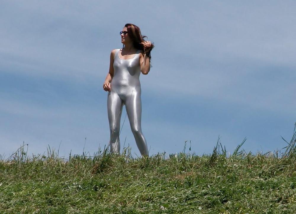 10P Spandex Silver Catsuit