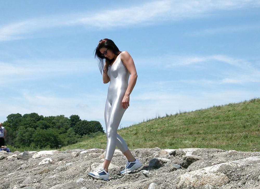 10P Spandex Silver Catsuit