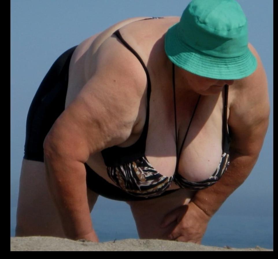 25P Granny big boobs beach 2