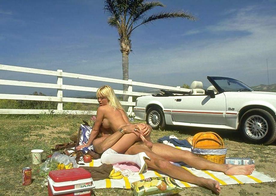 25P Blonde with nice titties on picnic with her admirer