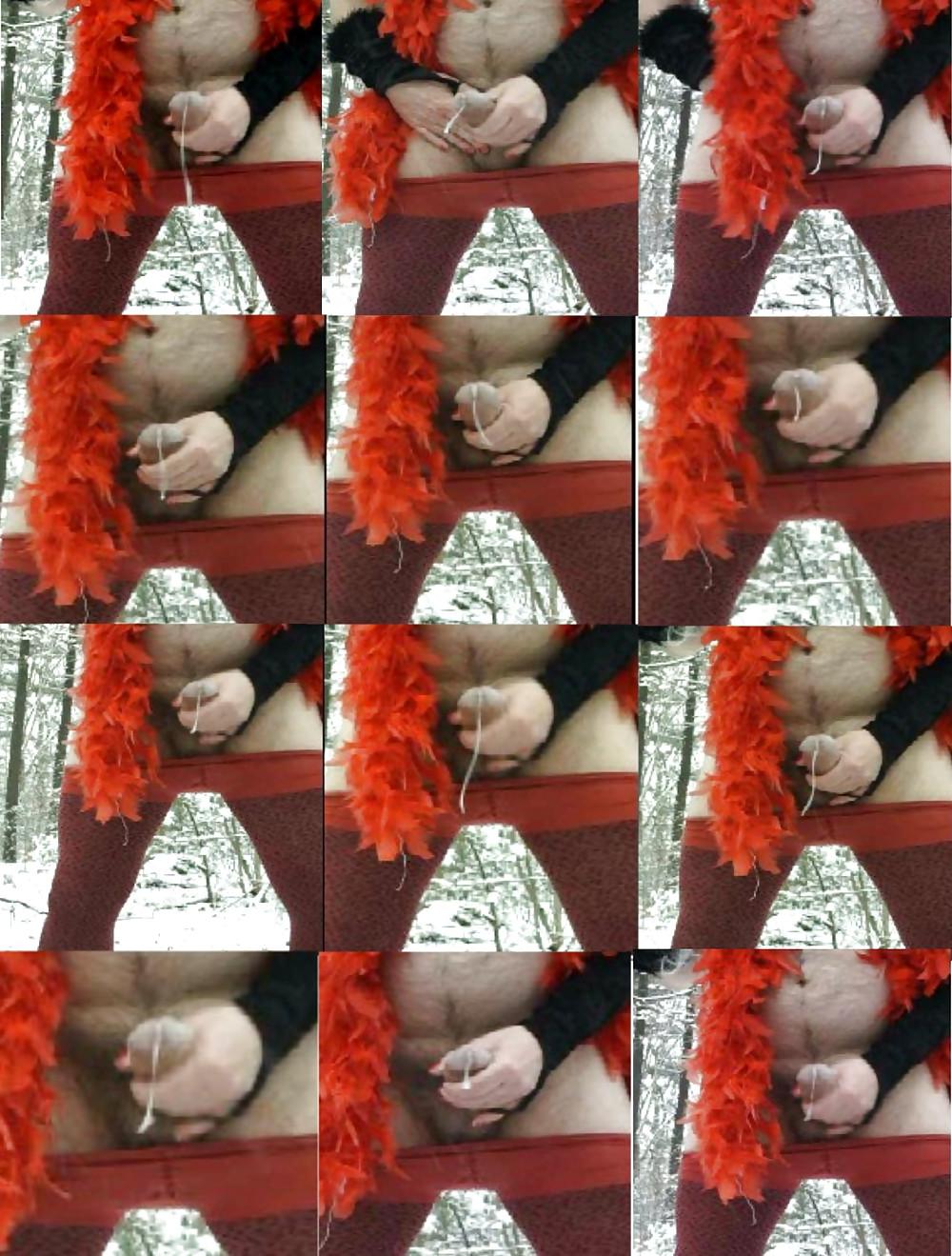 25P Red hot crossdresser strips and shoots a big load