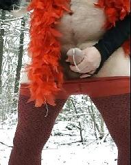 25P Red hot crossdresser strips and shoots a big load