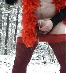 25P Red hot crossdresser strips and shoots a big load