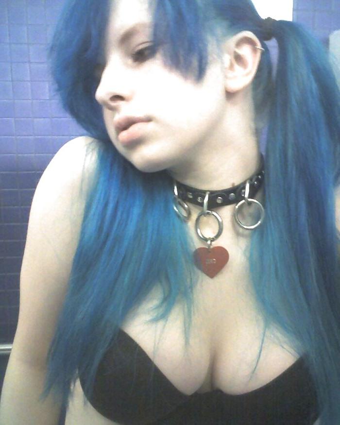 15P Bluehaired emo with big tits