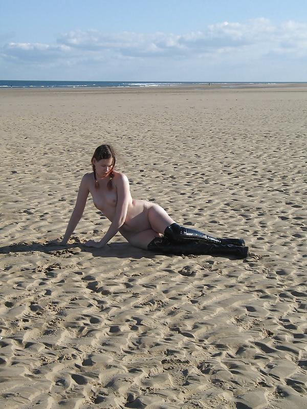 8P Me in PVC boots at the beach!
