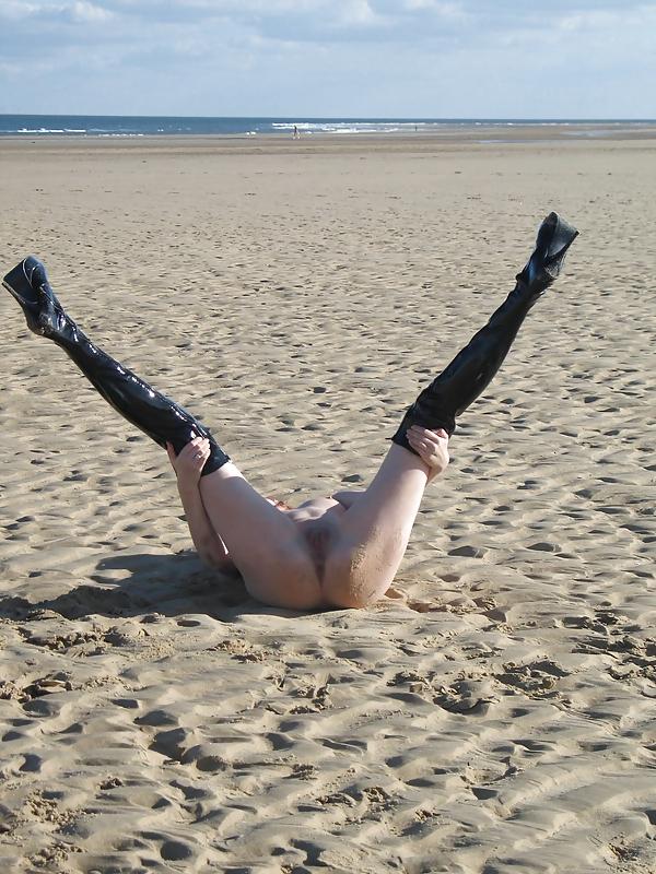 8P Me in PVC boots at the beach!