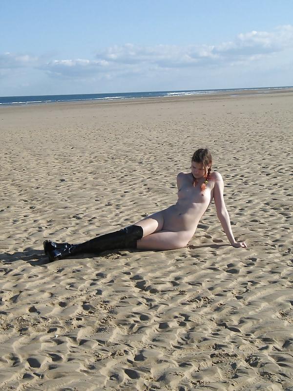 8P Me in PVC boots at the beach!