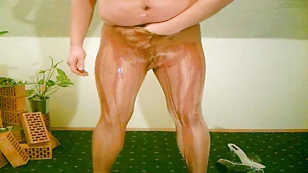 14P German Transvestit - Sperma und NS in Strumpfhosen
