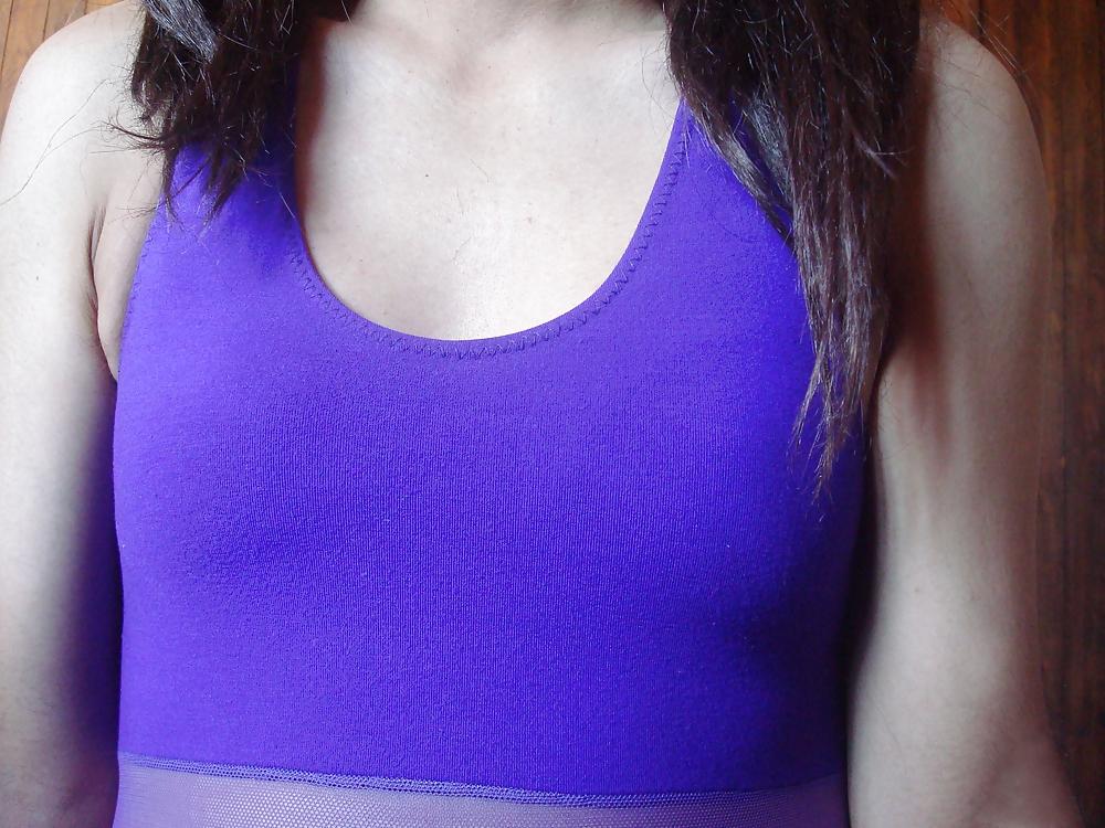 16P Cute purple unitard crossdresser