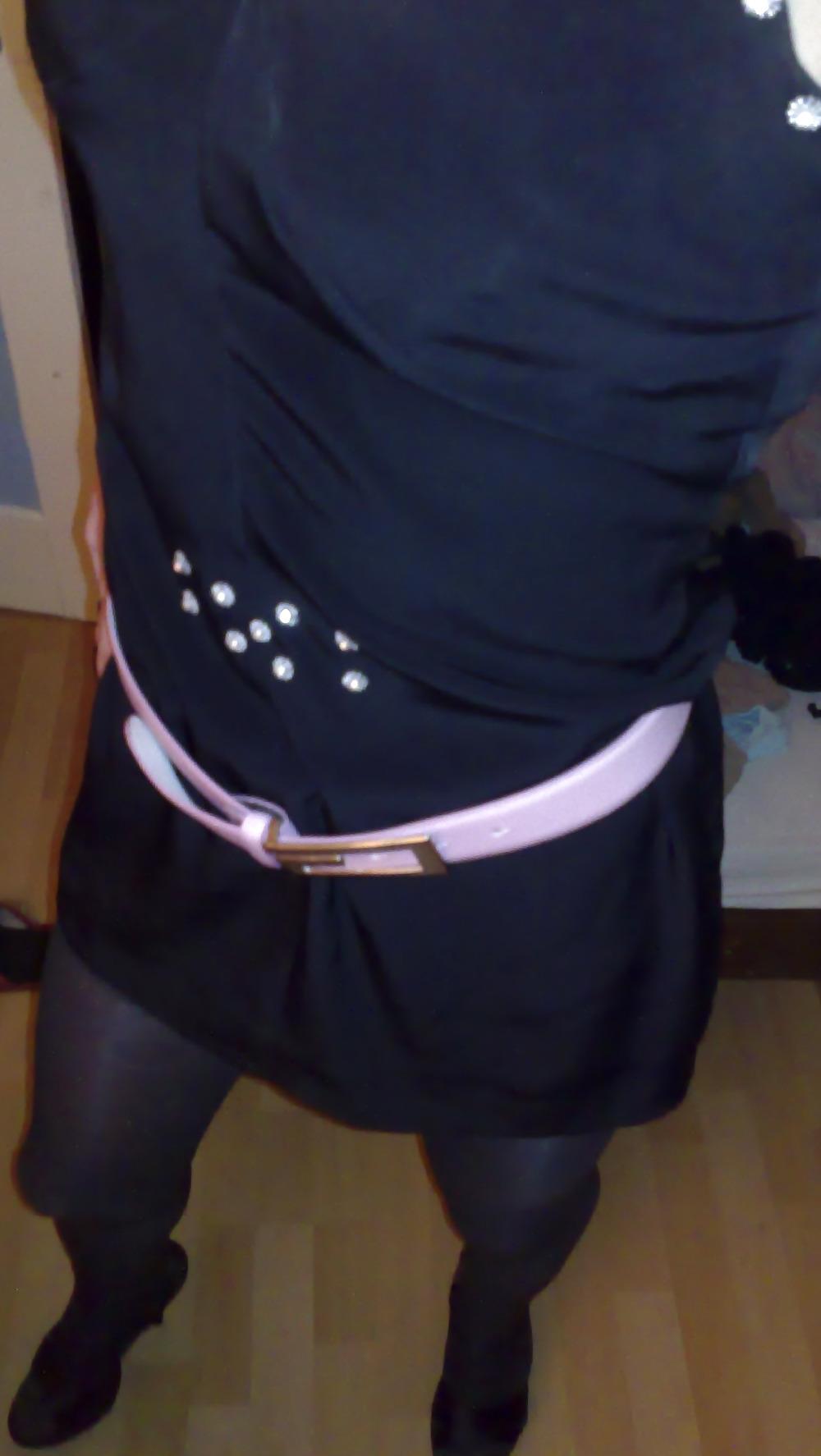 25P Silky black stockings & black high heels
