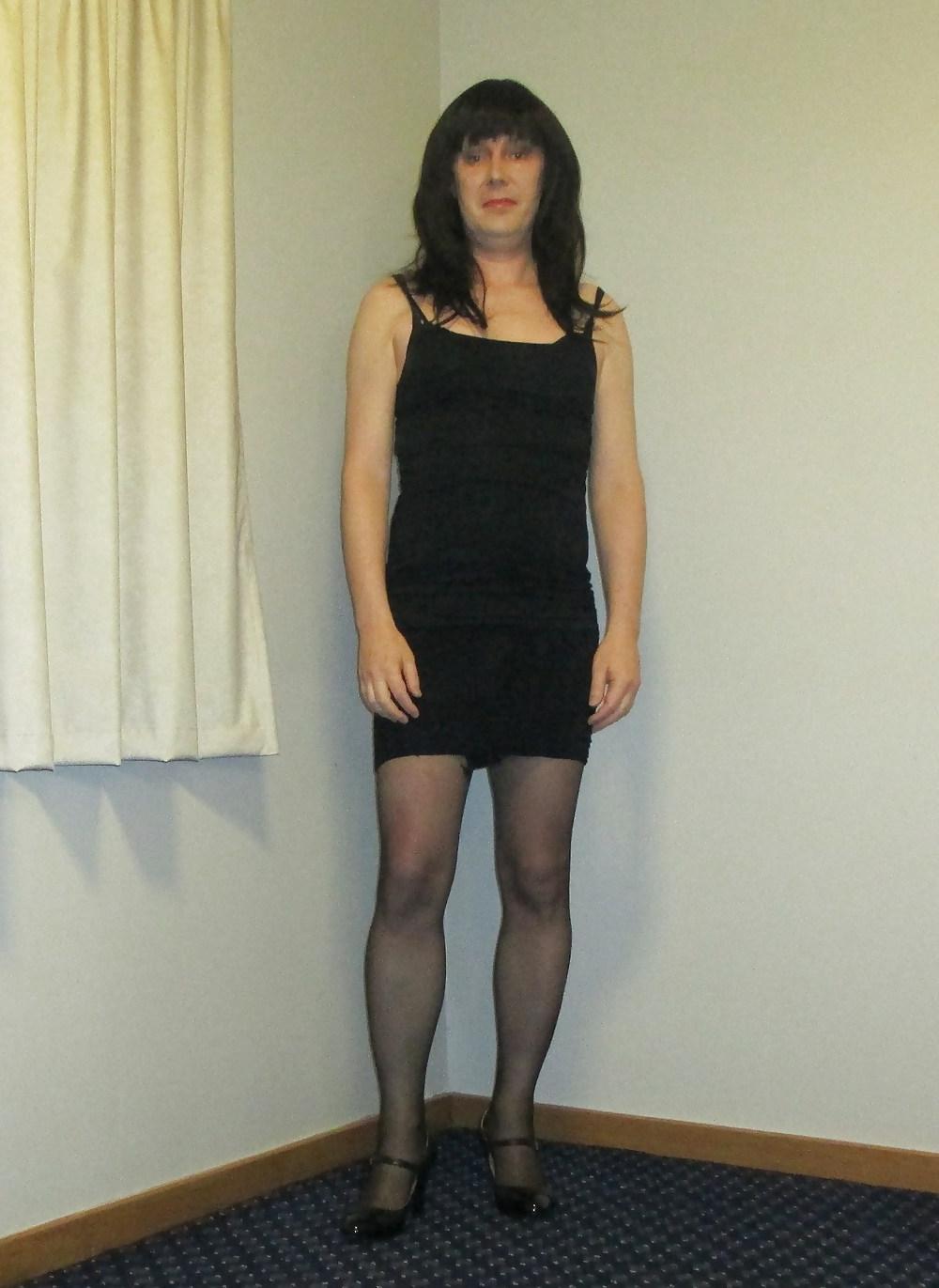 12P Black mini skirt and fashion top stockings
