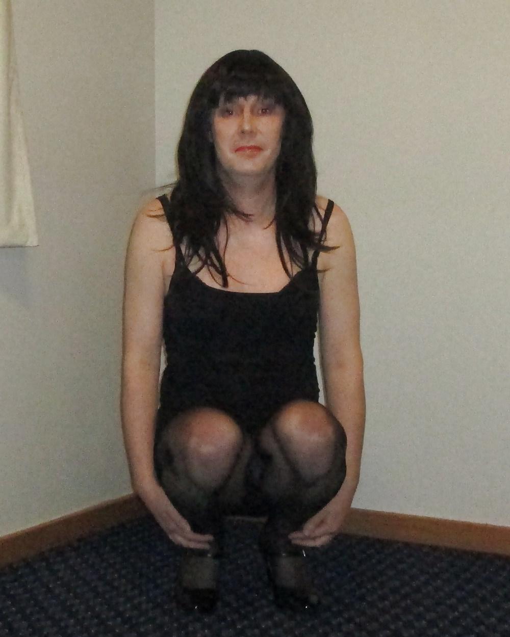 12P Black mini skirt and fashion top stockings