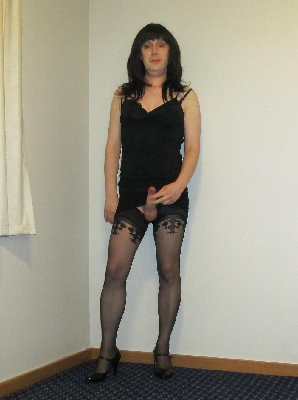 12P Black mini skirt and fashion top stockings